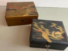 Group of 2 Vintage Wooden Jewelry Boxes