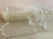 Set of 8 Vintage Glass Cup and Snack Plate.