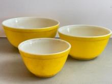 Group of 3 Yellow Pyrex Nesting Bowls