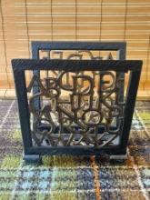 Vintage Metal Alphabet Magazine Rack