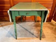 Vintage Drop Leaf Enamel Top Table