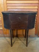 Vintage Wooden Sewing Cabinet with Contents