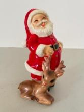 Vintage Santa with Rudolph Figurine