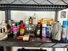 Shelf Lot of Garage Cleaning Items and More