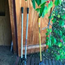 Pair of True Temper Post Hole Diggers and Hound Dog Garden Cultivator