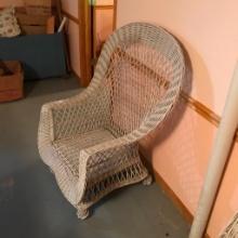 Large White Wicker Chair