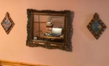 Wall Mirror and Two Wall Sconces