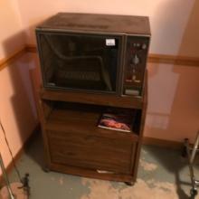 Vintage Litton Microwave and Fiberboard Microwave Stand