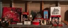 Group of Christmas Items on the Left Side of Shelving in Basement on 2nd Shelf