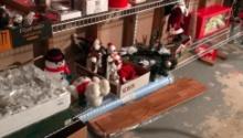 Group of Christmas Decorations on the Third Shelf in Basement