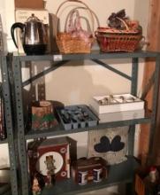 Three Shelves of Misc. Household Items in Basement