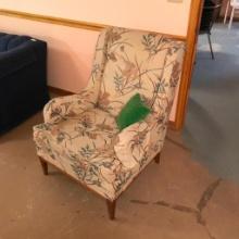 Vintage Wing Back Chair with Floral Print