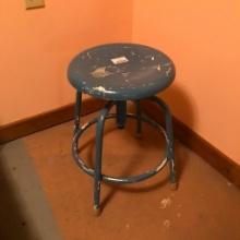 Vintage Heavy Metal Stool with Paint Splatter