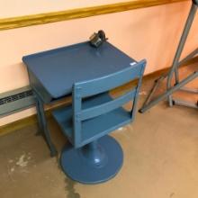 Vintage Child's School Desk with Chair and Pencil Sharpener Painted