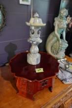 ROSEWOOD STAND WITH SOAP STONE LAMP