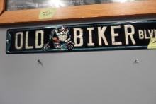 METAL SIGN OLD BIKER BLVD 24 X 4