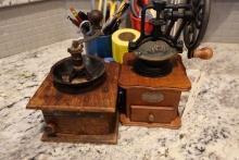 PAIR COFFEE GRINDERS AND COUNTER LOT