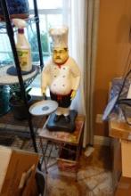 CHEFS STATUE 28 INCH ON STAND AND BASKET