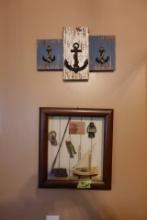 TW0 PC INCLUDING SHADOW BOX AND ANCHOR COAT AND HAT RACK