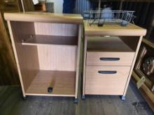 (2) Rolling Cabinets, (2) Paper Baskets