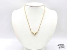 14K Gold 'V' Shaped Diamond Necklace, 10.18g