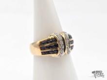 14K Gold Diamond and Topaz Ring, 6.40g