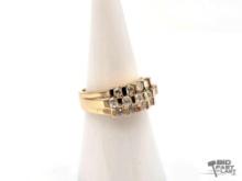 14K Gold 3 Row Diamond Cluster Ring, 4.86g