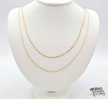 (2) 14K Gold Dainty Chains, 2.98g