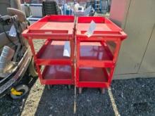 (2) US General 16" ... 30" Three Shelf Steel Service Carts