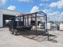 Custom Made Double BBQ Pits on Long Trailer, 6ft. 8in. x 18ft. *RECEIPT SERVES AS BILL OF SALE