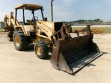 JD 410B BACKHOE, 4X4, DSL, 4 POSTS CANOPY, 4 IN 1 BUCKET WITH FOLD DOWN FOR