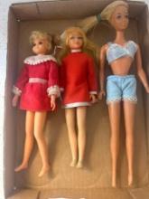 three vintage dolls, Barbie