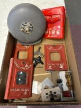 Vintage fire alarm pulls, and alarm