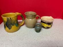 Pottery mugs, including signed Granville, Ohio