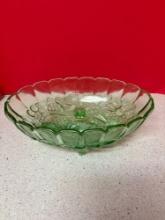 Indiana glass carnival harvest fruit footed bowl uranium