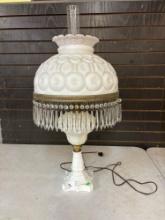 Stunning LE Smith moon and stars prismed parlor lamp