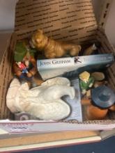 antique wooden figurines, golf, cups, etc.