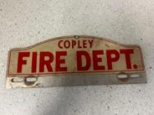 vintage Copley fire department license plate topper