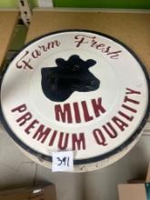 vintage metal farm fresh milk premium quality sign clock