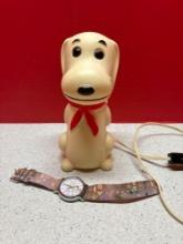 snoopy light and watch seven and three-quarter inches tall both working