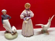 three porcelain figurines