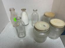 ball barrel jars, and milk bottles