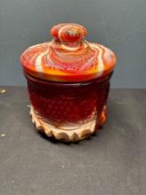 Rare Fenton, tobacco jar, red slag