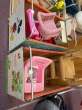 2 larger doll cribs , and furniture