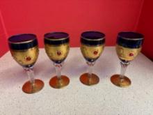 4 bohemian glass goblets