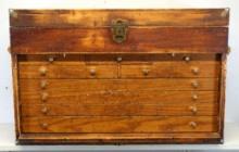 Old Machinist Tool Cabinet Chest 9 Drawers and Top Storage, Complete with Key and Front Lid Cover...