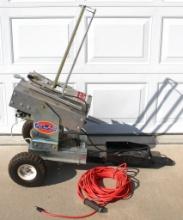 Atlas AT50 12 Volt Blue Rock Trap Thrower Mounted on Trailer, Oscillating and Wobble Options, 75 ft.