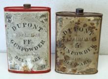 2 Old Paper Label DuPont Gun Powder Tins - 1 Red, 1 Brown (Contents Emptied Before Shipping)...