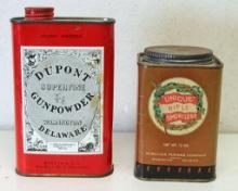 2 Vintage Gun Powder Tins - DuPont, Hercules Powder Co. (Unique) Rifle Smokeless Powder (Contents