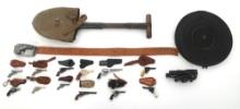 WWII SCOPE, SHOVEL, DP-28 MAGAZINE, AND CAP GUNS